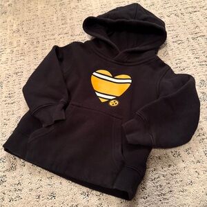 Kids Black Hoodie with Yellow Heart Steelers Design
